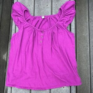 Old Navy Women Fuchsia Pink Flutter Sleeve Blouse, Flowy, Holiday, Gift, Size L
